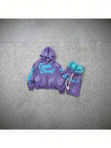 Mens Clothes Men 2 Piece Set Mens 2 Piece Outfits Men Sweat Suit Set Fall And Winter Vintage Letter Hooded Zipper Sweatshirt Jacket Trousers Shorts Set - 黑色 - 查看 3