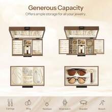 Wooden Jewelry Box For Women Girls 4-Layer Jewelry Organizer With Vertical Necklace Storage Large Jewelry Holder Organizer For Earrings Rings Bracelets Walnut BH23JB04 - 核桃 - 查看 4