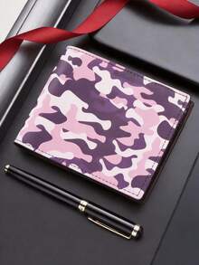 新款迷彩印花男女通用短款钱包，复古经典软皮钱包，大容量多卡位信用卡夹，男士钱包，男士礼物，情人节礼物，返校礼物 - 彩色 - 查看 7