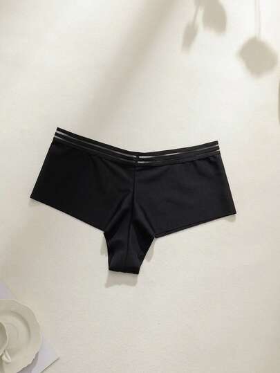 黑色无缝柔软舒适时尚女士中腰三角裤，适合全年日常穿着