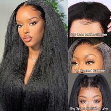 34 Inch Natural Black Curly Straight 13x4 Full Lace Front Wig, Top Grade HD Mixed Human Hair With Curly Baby Hair, 180% Density Pre-Plucked Italian Knots Full Lace Wig, Curly Hairline, 8-36 Inch - Natural & Black - View 4