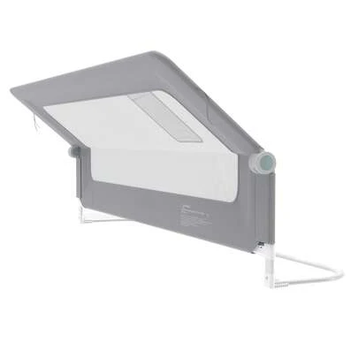 Bed Rail For 150/180/200 Cm Beds, 180-Degree Folding, Breathable Mesh, Height Adjustable (Grey/Grey + White)