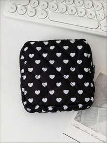 1 szt. pikowana torebka na podpaski z kokardką, mini kosmetyczka, portfel z zamkiem błyskawicznym z motywem kreskówki, torebka na chusteczki, mała kosmetyczka, torebka na papier toaletowy, wielofunkcyjna torebka na podpaski, duża pojemność, minimalistyczna torba przenośna, produkty menstruacyjne dla kobiet, używana do przechowywania podpasek - Wielokolorowe - Zobacz 17