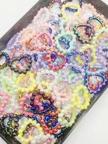 10 buc rame acrilice în formă de inimă, stil aleatoriu, cu mărgele, accesorii pentru bijuterii DIY pentru brățări, lanțuri de telefon, brelocuri, decorațiuni pentru pixuri - Pixul și alte accesorii nu sunt incluse - Multicolor - Vizualizare 2
