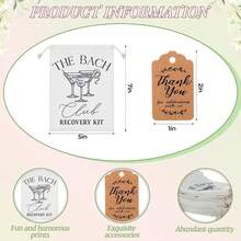 24 Pack Hangover Recovery Kit Bags With Drawstring Thank You Cards Perfect For Parties Events - The Bach Club - View 2