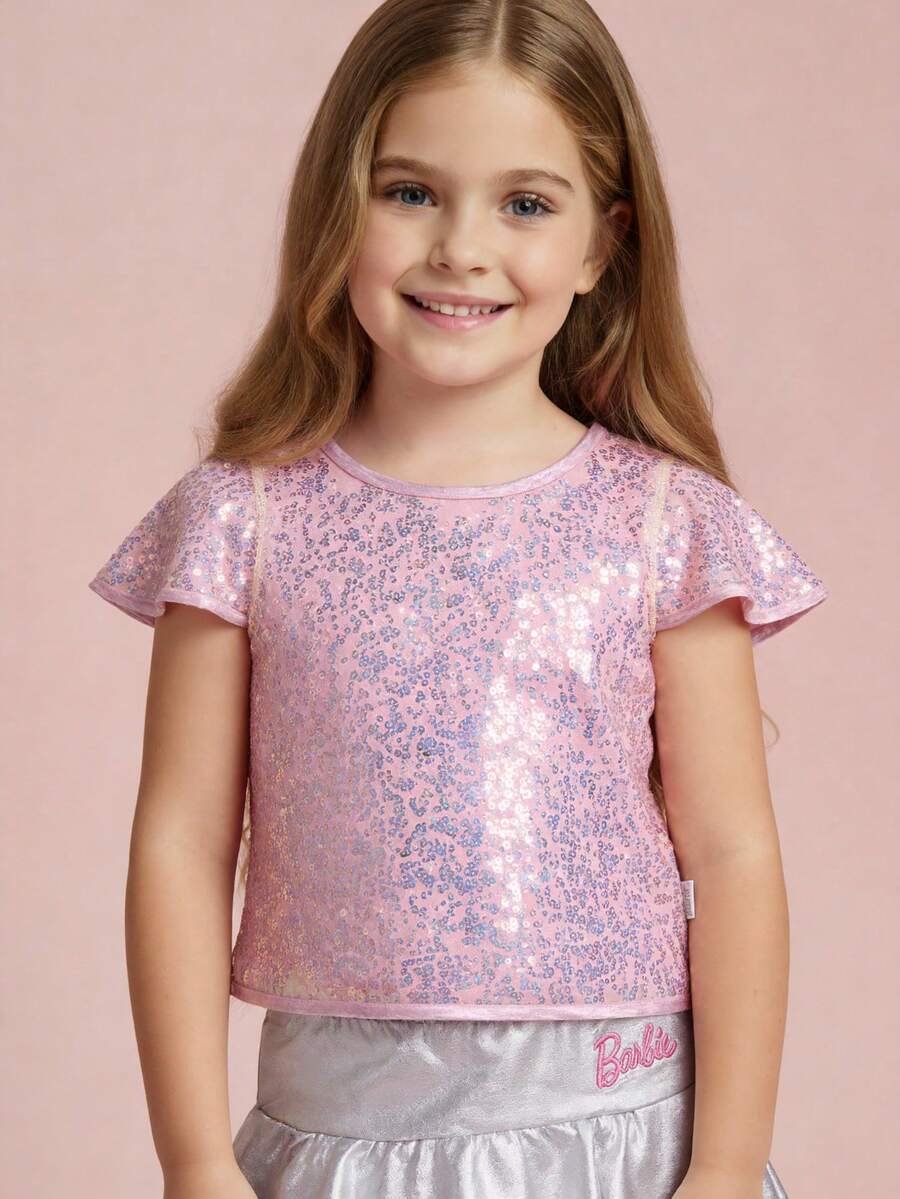Blusa Barbie con lentejuelas brillantes para fiestas - Rosa - Ver 1