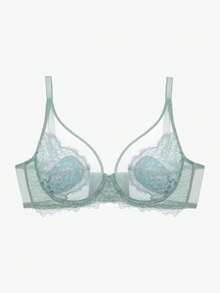 Women's Green Full Coverage Bra, Thin Fabric, Lift And Enhance Bust, Anti-Sagging, Ultra-Thin Underwire Bra - Mint Green - View 2