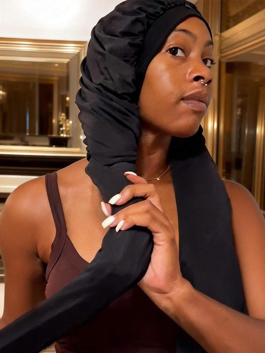 1pc Women's Breathable Hairnet Pantyhose, Suitable For Long Braids, Messy Buns, Sleep Cap, Casual & Versatile Wear - Black - View 1