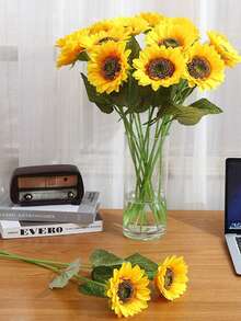 6pcs Realistic Sunflower Stems, Suitable For DIY Crafts And Home Decor - Lifelike Blooming Artificial Flowers For Indoor/Outdoor Use, Can Be Used For Bridal Bouquets, Tabletop Decor, Valentine's Day, Gifts, Handmade Sunflower Long Stem Fake Large Sunflower Decor For Outdoor Home, Wedding, Birthday Party, Thanksgiving - Multicolor - View 4