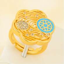 Bague de style luxueux de Dubaï plaquée or 21 carats, élégante bague de mariage islamique saoudienne, bijoux de fête d'Oman pour femmes - Bagues de mode - Voir 44