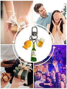 1 pieza Abridor de botellas con forma de caballito de mar de resina, accesorio colgante para billetera, mochila, llavero DIY, llavero de coche, decoración de pareja, adecuado como regalo de cumpleaños o fiesta para familia, pareja, amigos - Multicolor - Ver 9