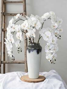 1/3/5pcs 27.5" Artificial Phalaenopsis Orchid Flower Stems, Real Touch Lifelike Flowers For Home, Office, Wedding, School Dorm, Valentine's Day, Mother's Day Gifts, Artificial Plants For Office, Party, Holiday, Birthday, Home, Hotel, Restaurant, Living Room, Bedroom, Kitchen, Garden Decor - White - View 1