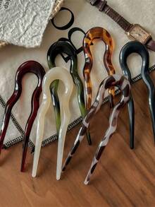 6/3/2/1pcs U-Shaped Hair Clips, Fashion Tortoiseshell Acetate Acrylic Hair Clips, Geometric Hair Accessories, French Twist Hair Forks For Women & Girls, U-Shaped Wavy Hair Clips Suitable For Spiral Buns, Tortoiseshell Pattern, Fashionable Flexible & Durable, Women Hair Accessories, Christmas Gift, Christmas Decoration, Women Gift