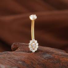 1pc Titnaium Round Zirconia Belly Button Ring 14G Internally Threaded Navel Piercing Body Jewelry - TN031 - View 6
