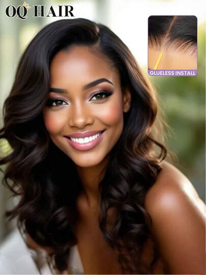 OQ 7x5透明蕾丝前假发，180%密度，18-30英寸，即戴即走，自然波浪卷发，无需胶水，自然黑色卷发假发，预先修剪和拔毛，自然发际线，适合运动、度假、旅行、节日、舞会、户外活动、角色扮演、海滩、露营、假日等场合。