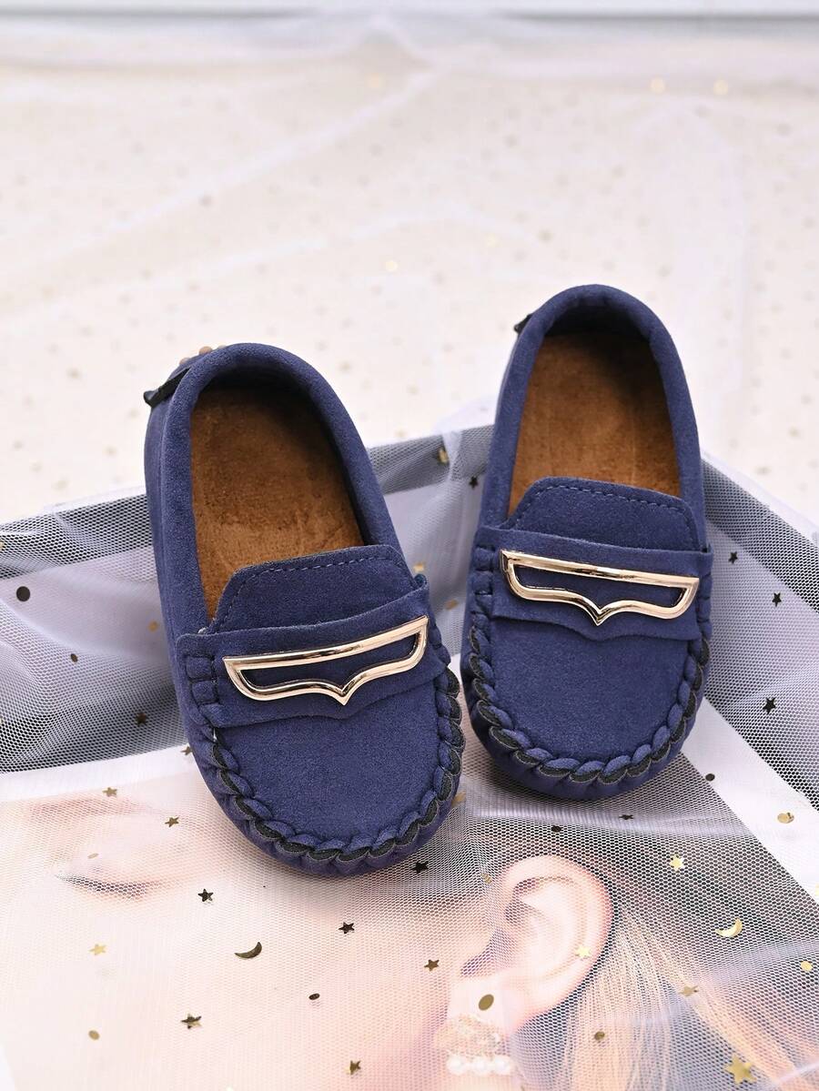 Nuevos mocasines para niños, zapatos planos para niños con suela antideslizante y suave para exteriores, zapatos de cuero para estudiantes para todas las estaciones - Azul - Ver 1