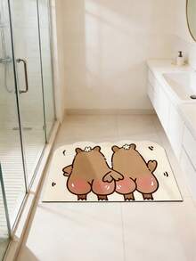 1 Pair Capybara Silhouette Funny Cartoon Bath Mat, Absorbent And Suitable For Bathroom, Toilet, And Entryway - Bath Mat, Bathroom Rug, Door Mat, Small Rug, Carpet, Mat, Home Decor, Area Rug, Outdoor Mat, Bedroom Carpet, Washable Rug - Multicolor - View 4