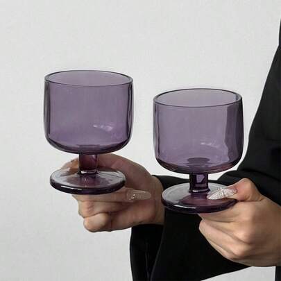 Niche Glass Cup, Ins Style Short Foot Cup, Special Drink, Juice Cup, Highly Attractive Iced Americano, Latte Cup. Retro Short Foot Round Glass Cup, Ins Style Americano Coffee Cup, Special Drink Cup, Cold Drink Cup, Juice Cup