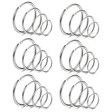 24pcs/Set 9 Minimalist 20G Nose Rings, Nose Studs, Lip Rings, Earrings, 316 Stainless Steel Hypoallergenic Vacuum Plated Y2K Style, Multi-Color - Silver - View 6