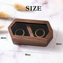 1pc Personalized Wooden Double Slot Ring Box, Valentine's Day Gift, Wedding Decor, Customized Ring Holder, Engagement Wedding Ceremony Ring Box ,Closet Organizers And Storage - Brown - View 7