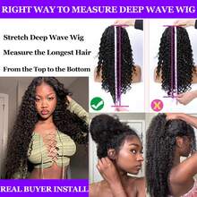 ZHENDEFA 360°深波浪蕾丝前假发,真人发卷发假发,隐藏式绑带,360°蕾丝真人发假发,预先拔毛,带抽绳,200%密度,深卷无胶假发,女士真人发假发 - SNatural - 查看 10