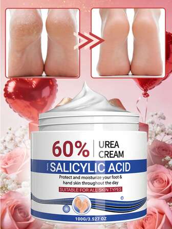 AURANY 100克尿素60%足霜+水杨酸，保湿尿素足霜，适用于厚重、干裂、粗糙的足部肌肤，改善干燥肌肤，补充水分，令肌肤更显光泽紧致，可作为圣诞节或情人节礼物送给男士/女士，男女通用，适合所有肤质。