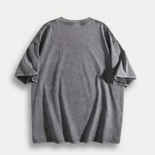 EWH Men's Y2K Vintage Washed Gray T-Shirt - 100% Cotton Soft & Breathable, Minimalist "LOVE JOY" Front Logo With Handwritten "Thankful & Bless Ed" Back Print, Casual Retro Streetwear Gift 004-AB - 灰色 - 查看 3