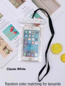 Laser Inflatable Waterproof Phone Pouch, Shock Proof Waterproof Swimming Phone Bag With Lanyard, Transparent Touch Screen Phone Case For Outdoor/Floating/Swimming Activities, Random, Beach Essentials, Beach Accessories, Pool Float, Pool Inflatable - White - View 15