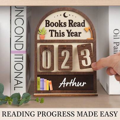 1pc New Wooden Children's Room Decor Accessory, Reading Counter Wooden Craft Ornament, Interesting Bookshelf Decoration