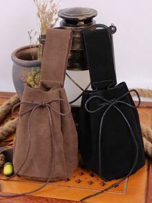 1pc Medieval Renaissance Style Drawstring Pouch, LARP Accessory, Suede Drawstring Bag, Medieval 17th Century Bag Belt Pouch Dice Bag Ren Faire - A - View 7