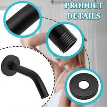 Senlesen Brazo de ducha de acero inoxidable Brazo extensor para cabezal de ducha de 15 cm con brida Extensor de brazo de ducha para cabezal de ducha fijo (negro mate) - Negro - Ver 6