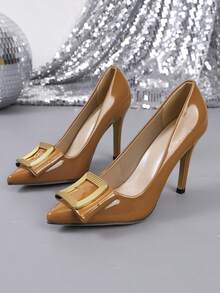 尖头高跟鞋 时尚百搭细高跟鞋 一脚蹬性感高跟鞋 - 駝色 - 查看 13