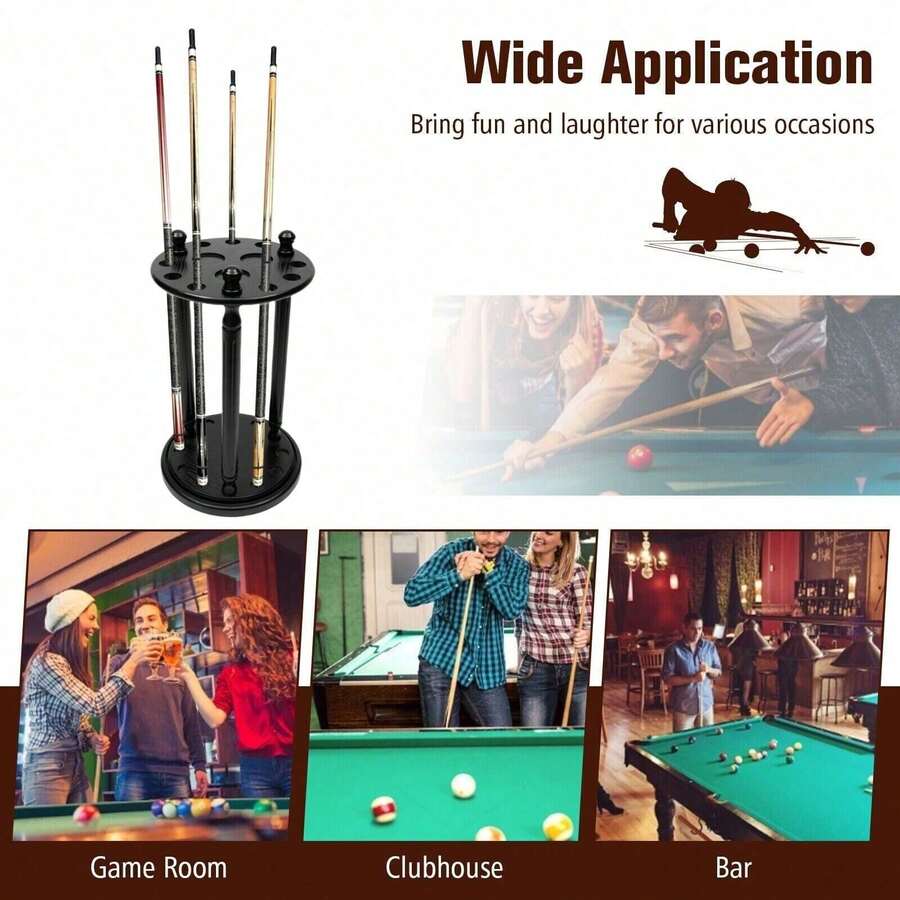 9 Hole Pool Cue Rack Stick Holder Billiard Cue Rack Wooden Organizer Floor Stand - 1 - View 1