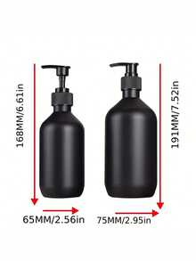 Matte Black PET Refillable Bottles For Hand Wash, Shampoo, Body Wash, Lotion With Pump Heads, Bathroom Liquid Soap Containers, Refillable Shampoo, Conditioner, Body Wash Bottles, Back To School Bathroom Essentials - Multicolor - View 10