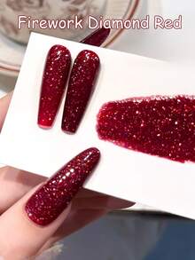 10毫升 冬春美甲 情人节红色碎钻凝胶指甲油 2026流行酒红色闪光迪斯科钻石美甲 流行新年美甲凝胶 美甲用品 - 彩色 - 查看 7