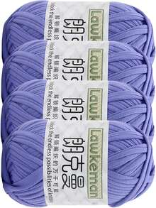 Lawkeman 4卷/400克高品质涤纶钩编/编织纱线，每卷30米 - 非常适合DIY项目，例如T恤、拖鞋、篮子、布条、手工包、玩具、鞋子、地毯、收纳篮等等。 - 彩色 - 查看 38