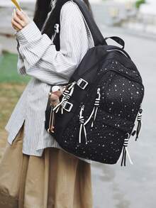 Stylish Backpack For High School Girls, Fresh & Sweet, Large Capacity Travel Backpack, Minimalist Design - Multicolor - View 3