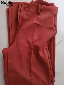 Women's Tailored Dress Pants, Wide Leg, With Zipper, Pockets, And Button, For Office Use. - Black - View 5