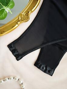 Black Lace Mesh Bodysuit - Sexy Slimming Comfortable Breathable Party Date Vacation Outfit - Black - View 7