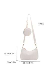 1 Bộ Túi đeo chéo họa tiết hoa màu trơn thời trang - trắng - Xem 5