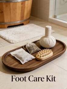 1个椭圆形木质托盘，浴室木质托盘，梳妆托盘，香水托盘，浴室装饰，家居装饰，卧室装饰，客厅配件，浴室配件，斋月装饰品，适用于浴室、台面、水槽、马桶，送给妈妈的绝佳礼物 - 棕色 - 查看 1