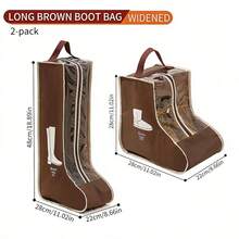 1个/2个/3个旅行鞋袋，靴子收纳袋，防尘踝靴保护袋带提手，便携式防水短靴，男女鞋履收纳整理袋（踝靴） - 棕色 - 查看 10