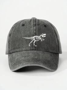1pc Toddler/Little Boys' Distressed Washed Children's Baseball Cap With Embroidered Dinosaur Design, Bone Shaped Brim, Suitable For All Seasons - Baseball Cap - View 5