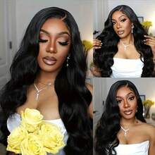 Brazilian Virgin Hair 200% Density 8-34 Inchs Glueless Wigs Human Blended Hair Pre Plucked Pre Cut 13*6 13*4 5*5 Wear And Go Glueless Wig HD Body Wave Lace Front Wigs Human Frontal Hair For Women Natural Black - Natural & Black - View 6