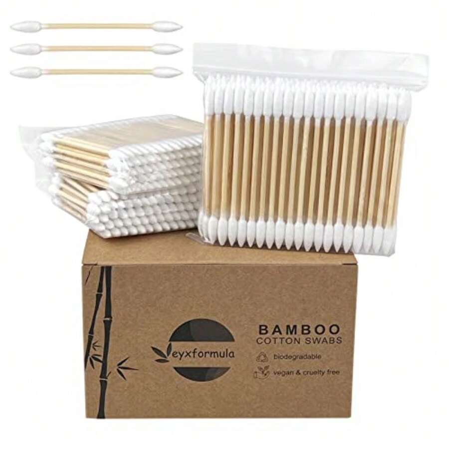 Bamboo Cotton Swabs 400 Count - Vegan Cotton Buds - Natural Wooden Ear Sticks With Double Tipped - Organic Cotton Swabs For Ear Wax Removal - 500裝 - 查看 1