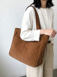 1个多色灯芯绒材质校园单肩包，可斜挎、手提、装电脑、装文具，新款日系手提包，通勤大容量单肩包，高品质多功能腋下包，返校季必备，简约大容量设计，可装笔记本电脑、平板电脑和学习用品，适合各种场合，自用或送礼皆宜。 - 彩色 - 查看 10