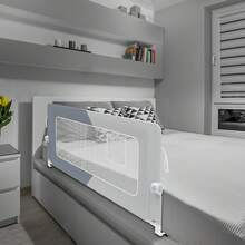 Bed Rail For 150/180/200 Cm Beds, 180-Degree Folding, Breathable Mesh, Height Adjustable (Grey/Grey + White) - Gris+Blanc - View 3