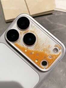 1pc Starry Sky Glitter Liquid Lens Film Compatible With IPhone 17 Pro Max/17 Pro, Transparent Full Coverage Anti-Fall Glitter Sand Phone Lens Protector, Premium Phone Lens Film Applicable To Daily Shield, Office, Home Daily Shield Office Home Phone Camera Cover Sparkling Crystal Waterproof Shockproof Scratch Resistant - Orange - View 3