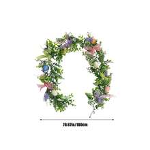 Easter Garland Spring Vine With Easter Eggs, Bow, Carrots Decorations, Spring Assorted Branches Flower Decor, Easter Decorations For Home Kitchen Mantle Fireplace, Indoor Outdoor Holiday Party Decor - Multicolor - View 7