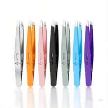 High Precision Eyebrow Tweezers, Suitable For Eyebrow Shaping, Removing Facial Hair, Stainless Steel Slanted Tip Depilation Clip, Eyebrow Tweezers, Eyelash Curler - Multicolor - View 2